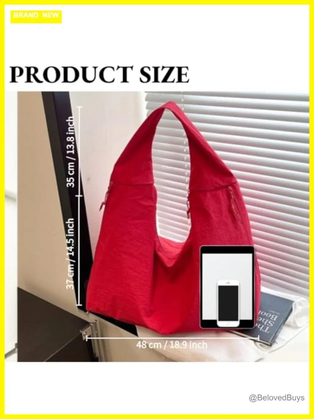 Large Nylon Tote Bag with Multiple Pockets Crescent Hobo Shoulder Bag for Travel